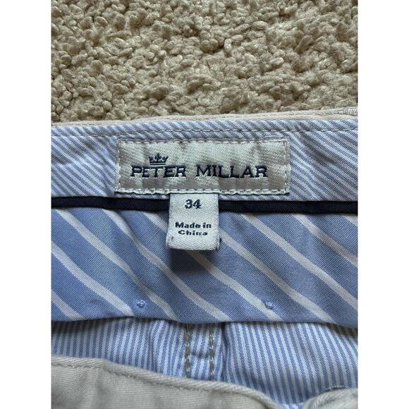 Peter Millar Regular Fit Flat Front Trousers Pants Beige Khaki Men's 34 x 29.5 - Picture 5 of 7